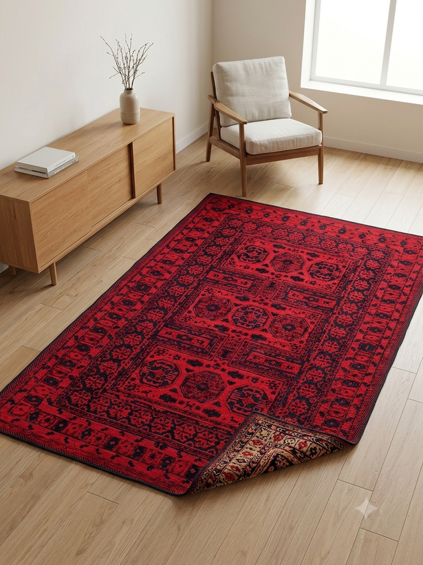 روفرشی مخمل 2 رو طرح قالیچه سنتی