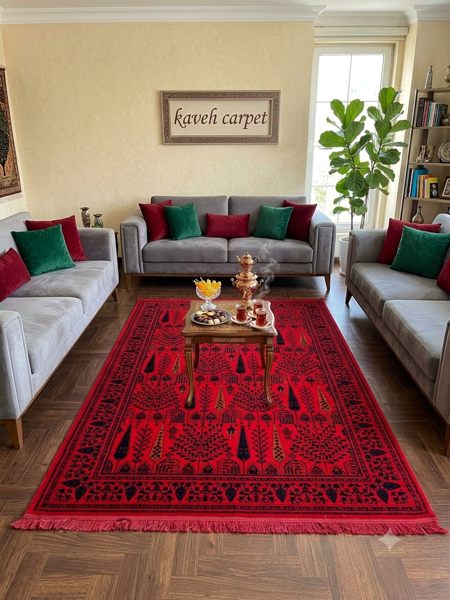 فرش ۷۰۰ شانه طرح سنتی (لاکی) مانا نقشه کاج