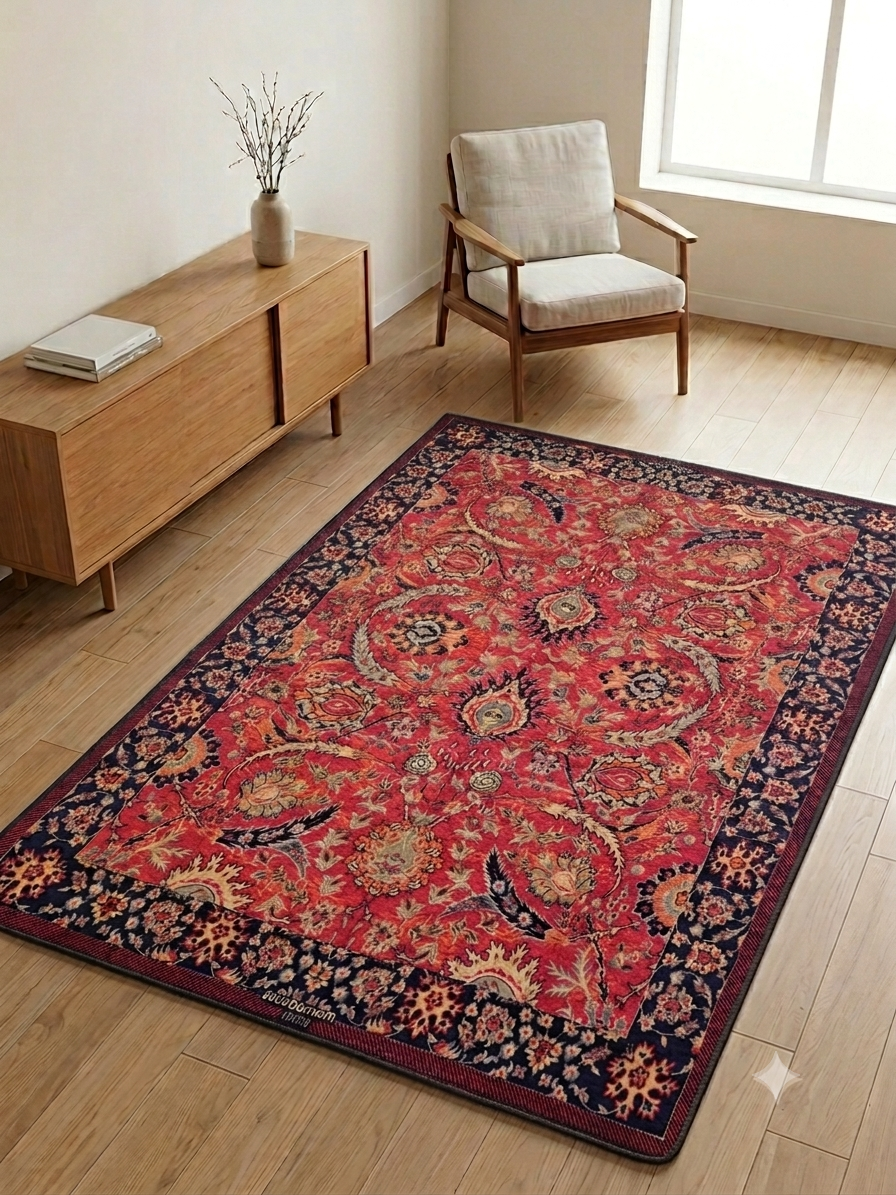 روفرشی مخمل 2 رو طرح قالیچه سنتی مانیدا